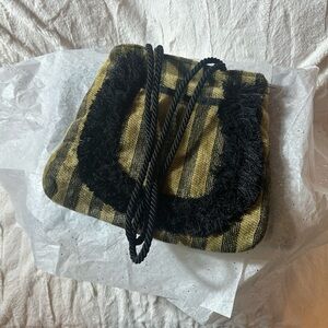 Plaid Black and gold tone Women's Bag